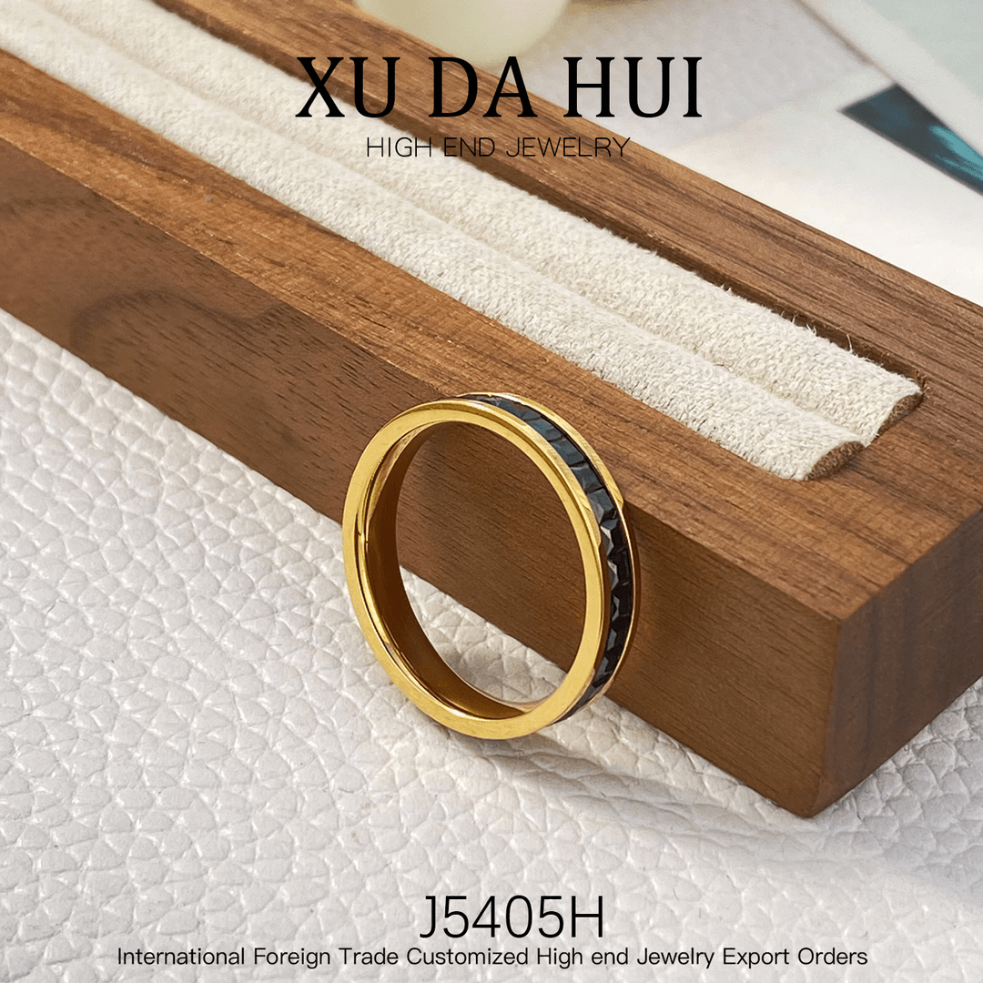 铜合金戒指 经典时尚设计款黑白色卡戒指J5405