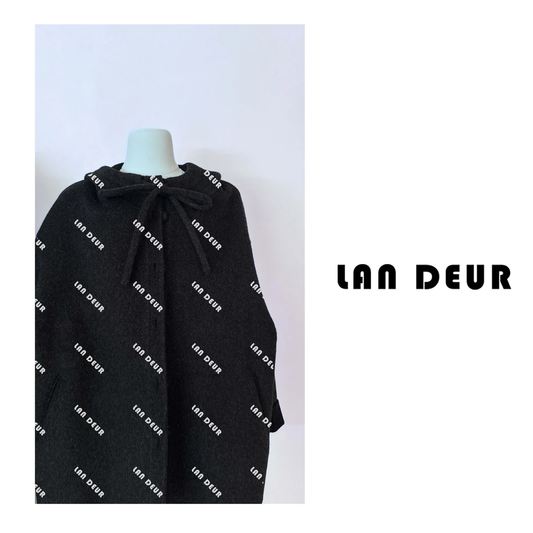 JIUJIU【看看兔牙】100%绵羊毛双面呢大衣中长款毛呢外套连帽上衣女