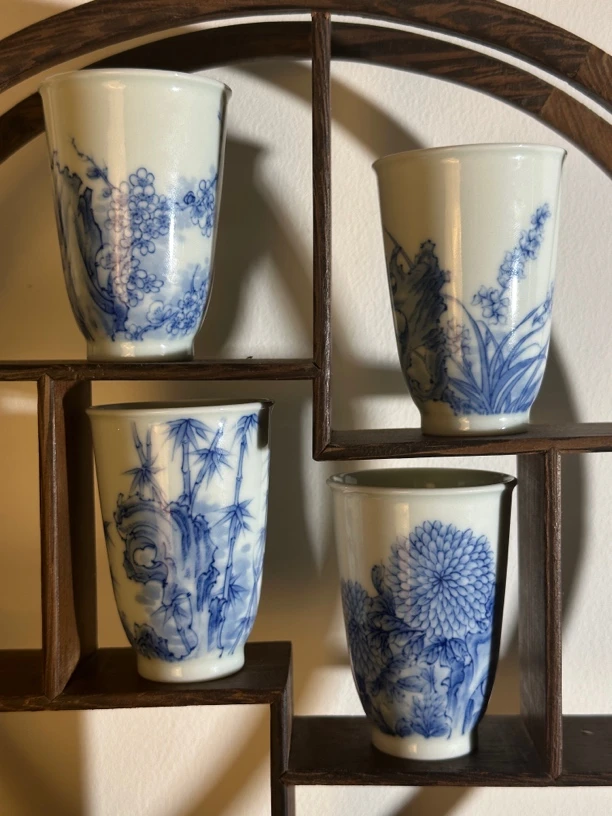 镌埴堂手绘梅兰竹菊闻香杯