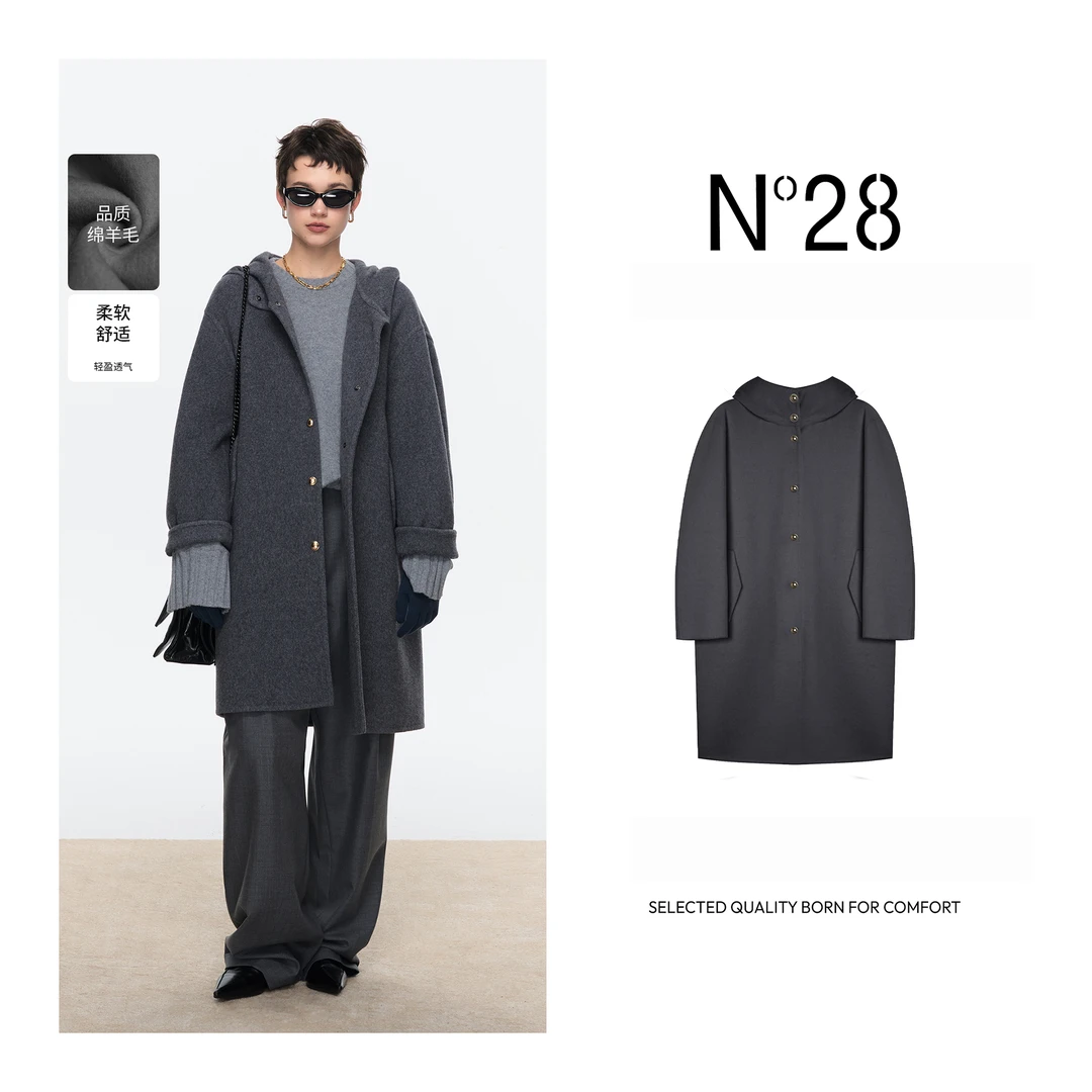 小小莎推荐'反季直降'N°28毛呢外套2024新款女双面呢大衣气质休闲