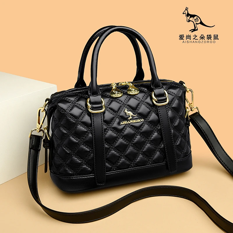 爆款正品时尚女包休闲软皮妈妈包百搭气质斜挎包潮流韩版单肩包女