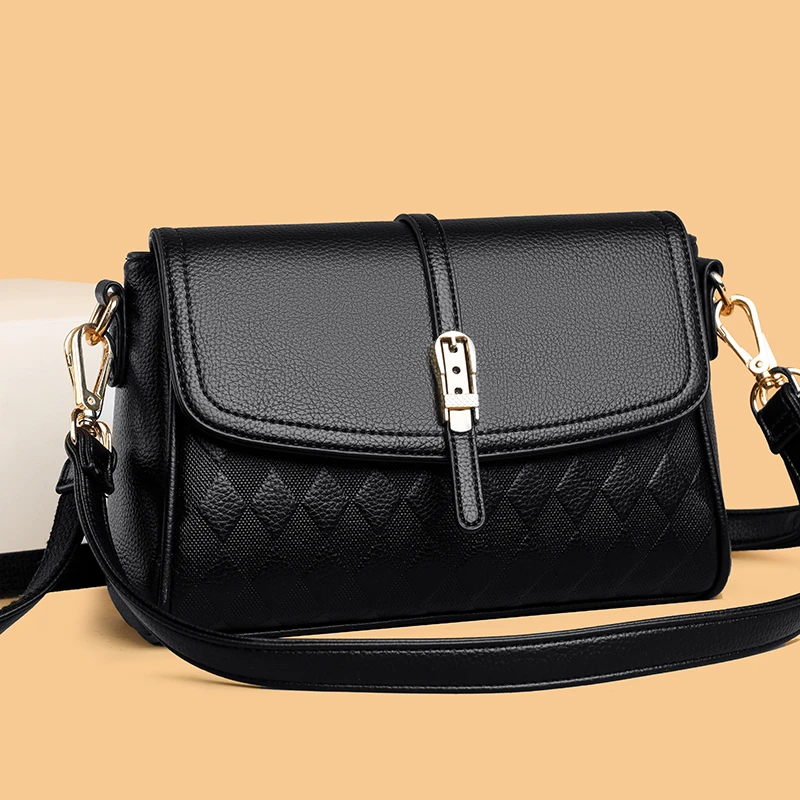 百搭软皮手提包中年单肩妈妈包简约休闲女士包包气质韩版斜跨包