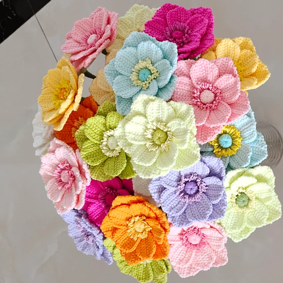 巧巧手作的银莲花蒙娜丽莎手钩花视频教程