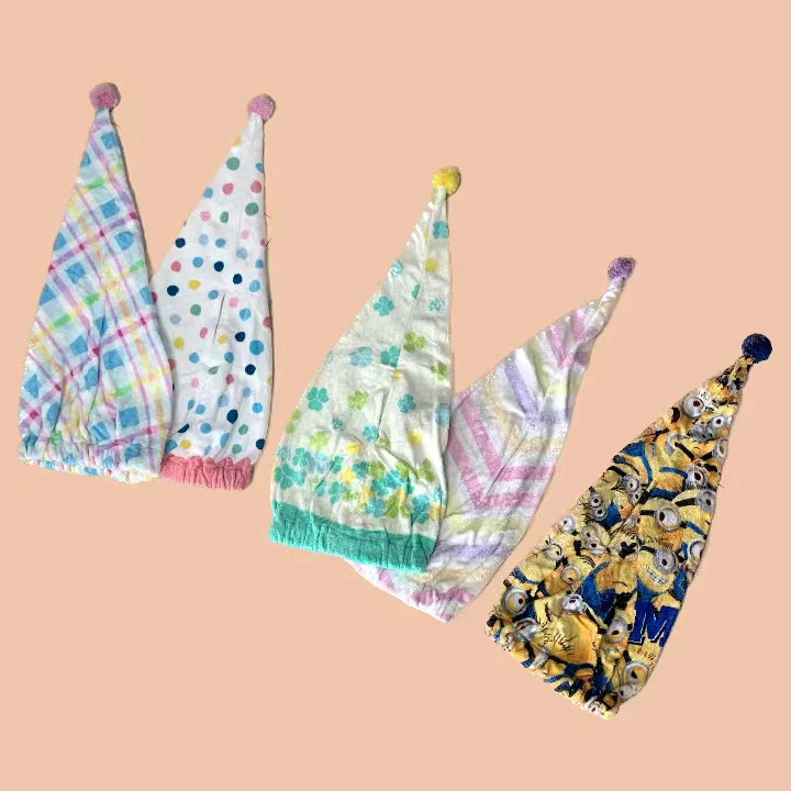 卡通棉线浴帽2条装