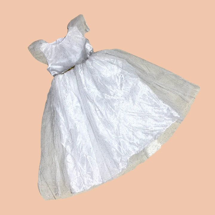 六一儿童节礼物白色星星亮砂女童连衣裙演出服