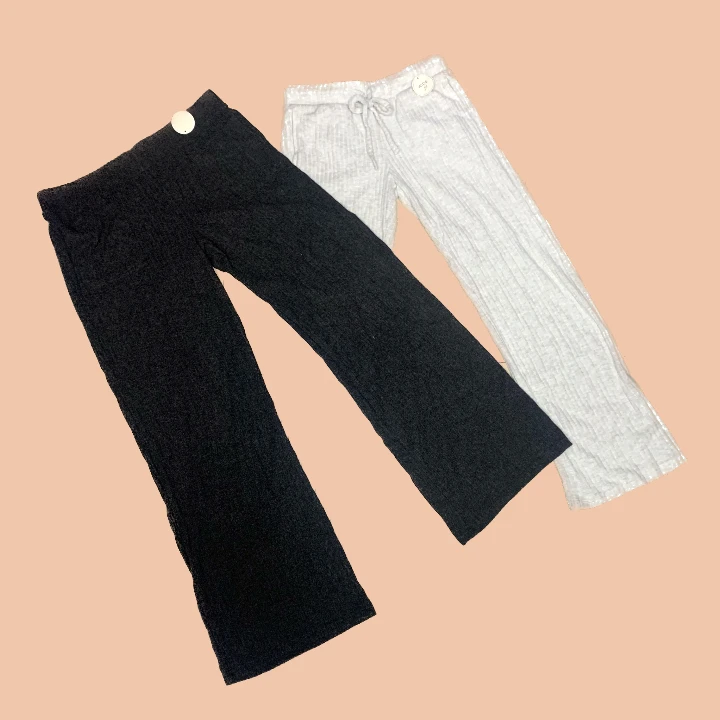 哎ge亲子成人螺纹薄植绒春秋夏薄款束腿裤