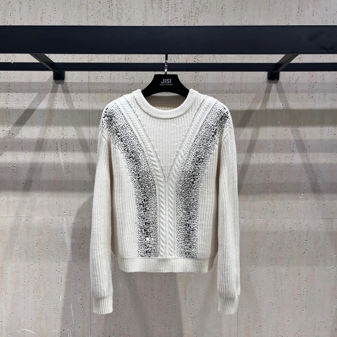JISI M+重工亮片圆领针织上衣-MZ24518