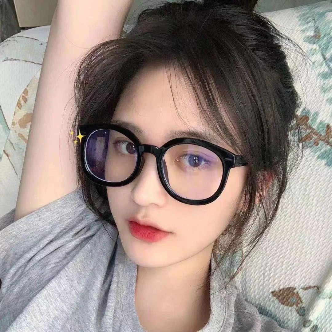 圆脸大框素颜显瘦神器黑色粗框大框网红平光镜男女生可配近视镜架