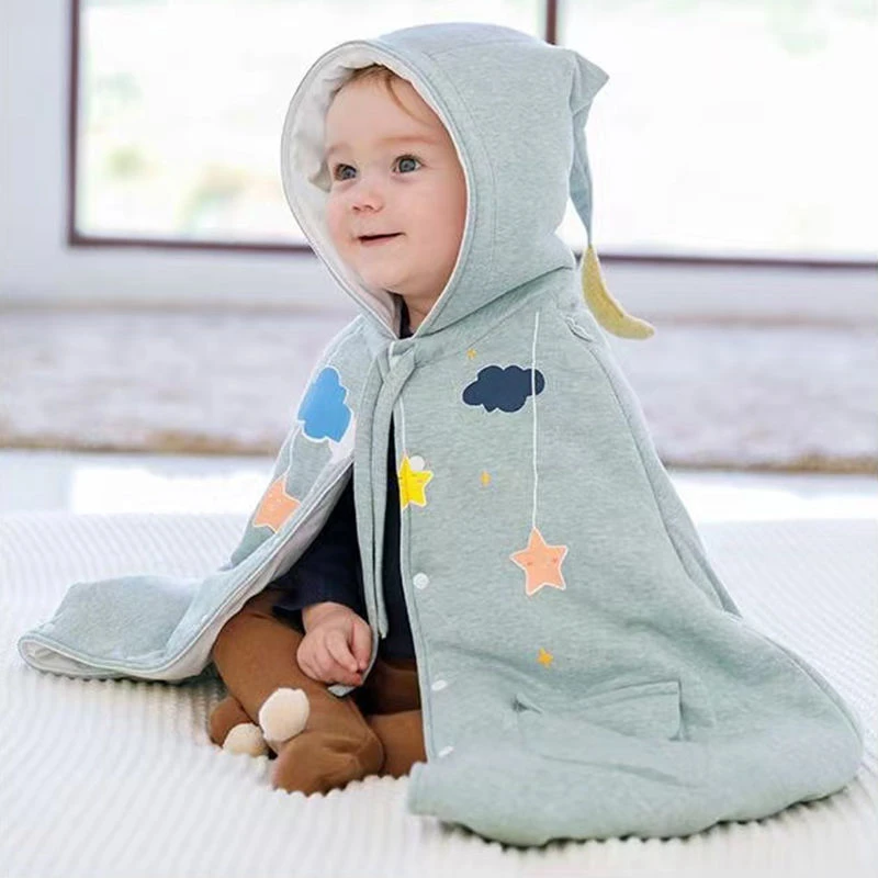 婴儿披风冬装幼儿冬季外出防风斗篷新生儿挡风夹棉加厚保暖抱抱服