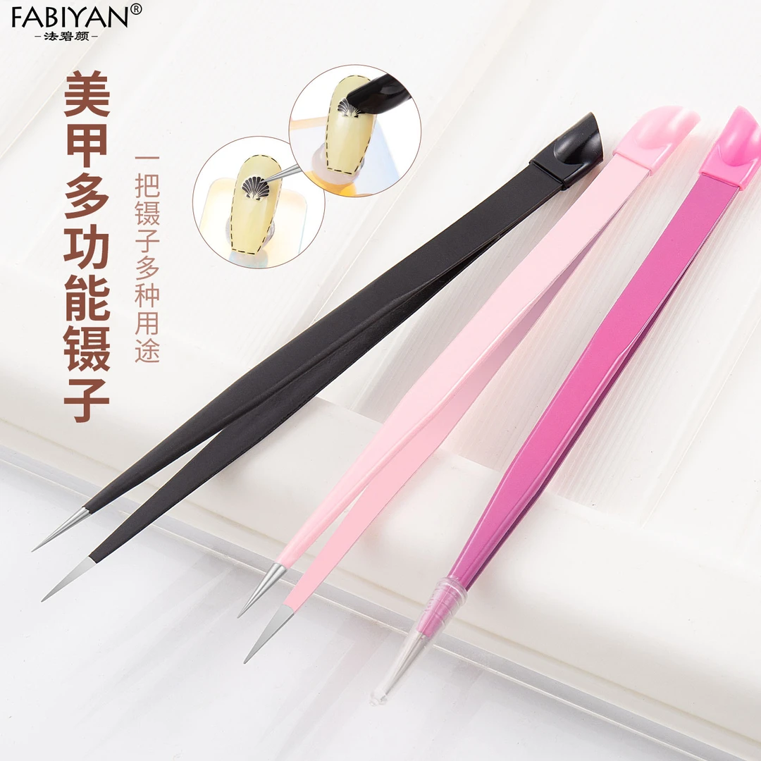 美甲多功能双头镊子精密夹取贴纸取钻夹钻饰品硅胶压花棒美甲工具