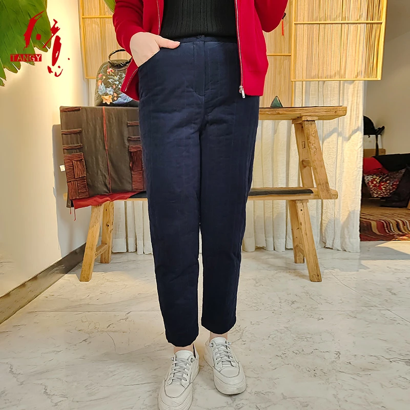 天意2024冬季新品民族风休闲简约复古女士休闲棉裤长裤W244500D
