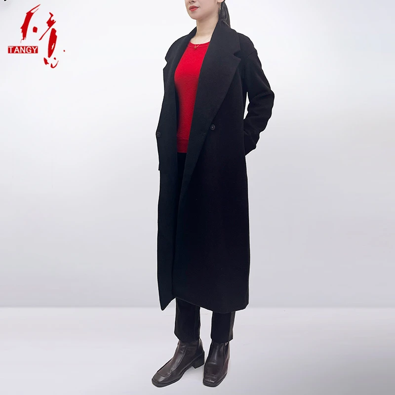 TANGY/天意秋冬新品民族风休闲简约大气时尚羊毛毛呢女大衣L54064