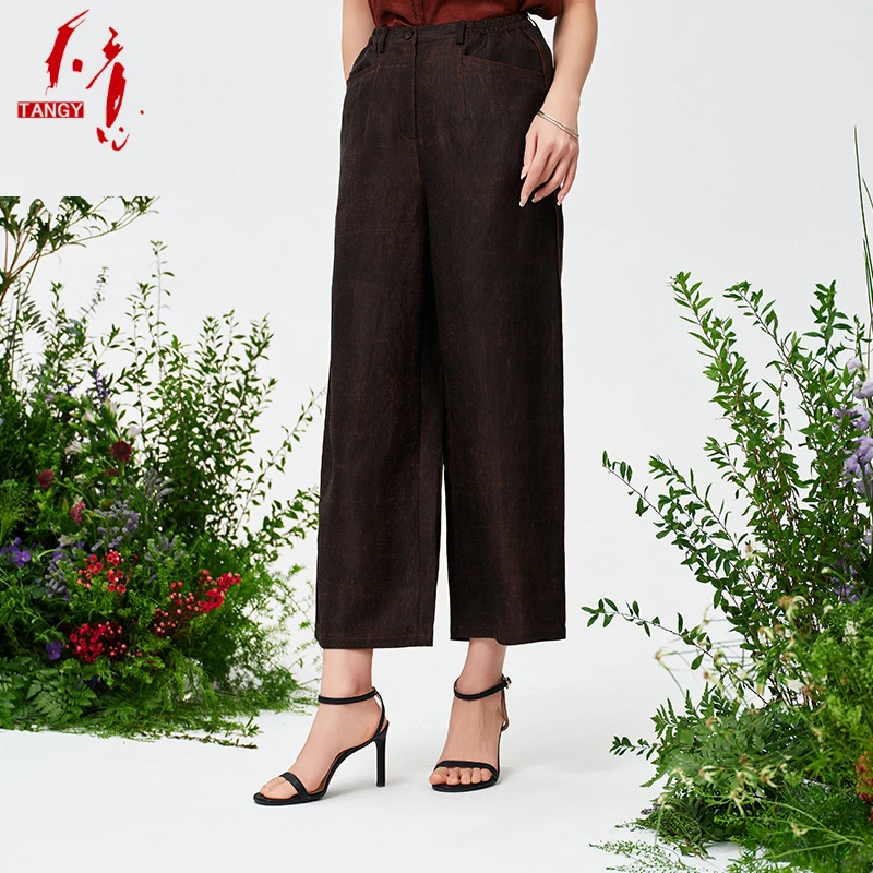 TANGY/天意2024春新品简约民族风百搭休闲复古女士休闲裤 W241505