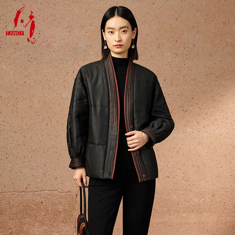 TANGY/天意2024冬季新款莨绸柔软保暖对襟女士棉服外套   2244048