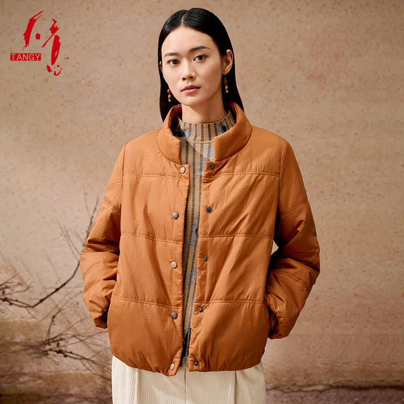 TANGY/天意2024秋冬新款印花雅丹风新中式休闲女士棉服W244007
