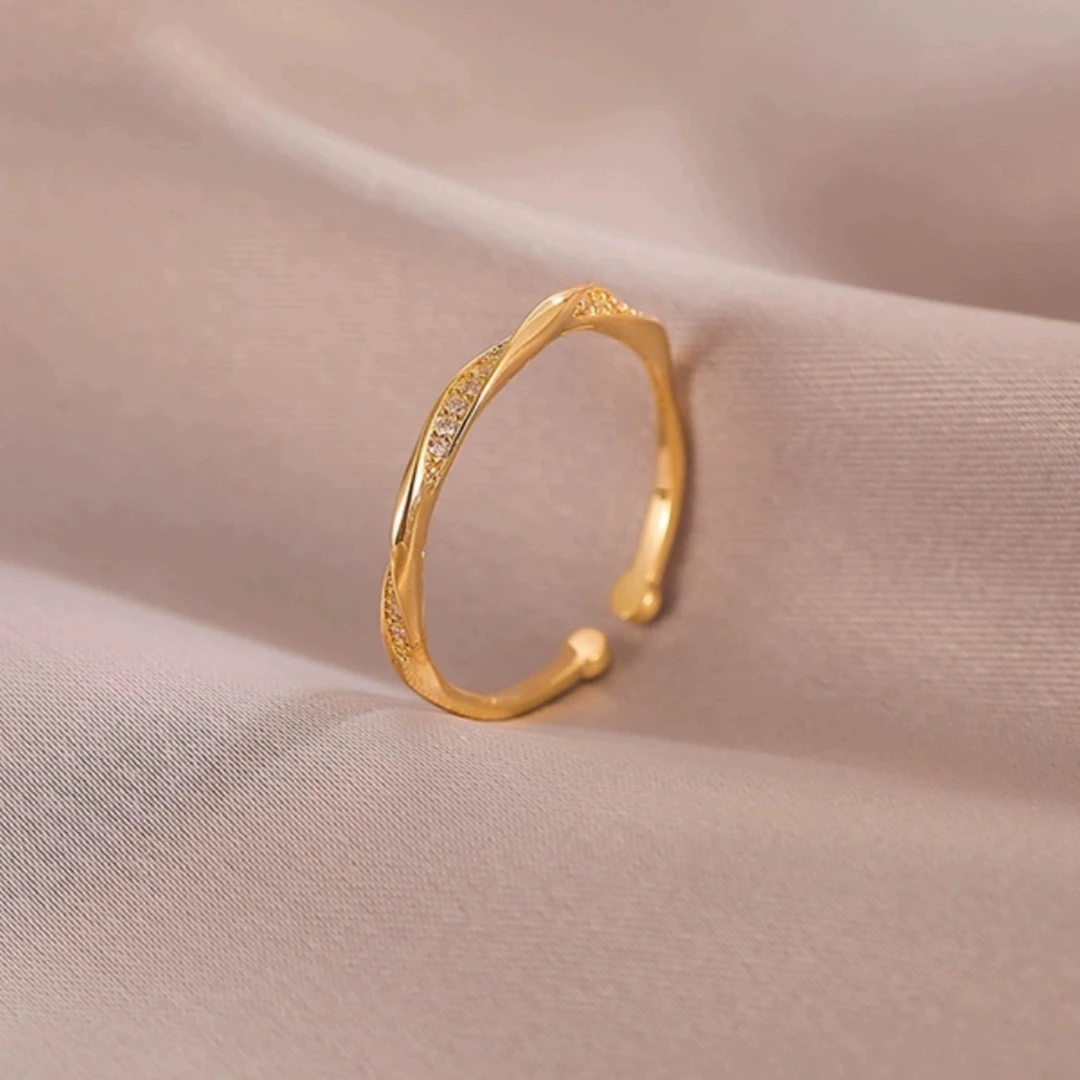 铜合金锆石戒指 麻花戒指精食指戒小众设计高级指环F1528