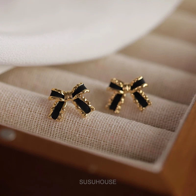 铜合金耳饰 气质蝴蝶结耳钉简约小巧百搭耳环新款潮耳饰F1181