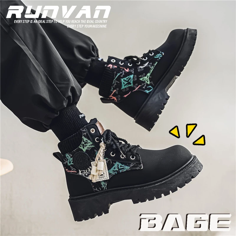 2025新款冬季惠州马丁靴男休闲高帮鞋工装美式高级感小众春秋贵州