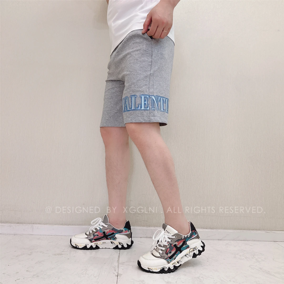 夏季款JX单边腿边字母时尚男款潮流高级感潮牌个性男裤休闲短裤