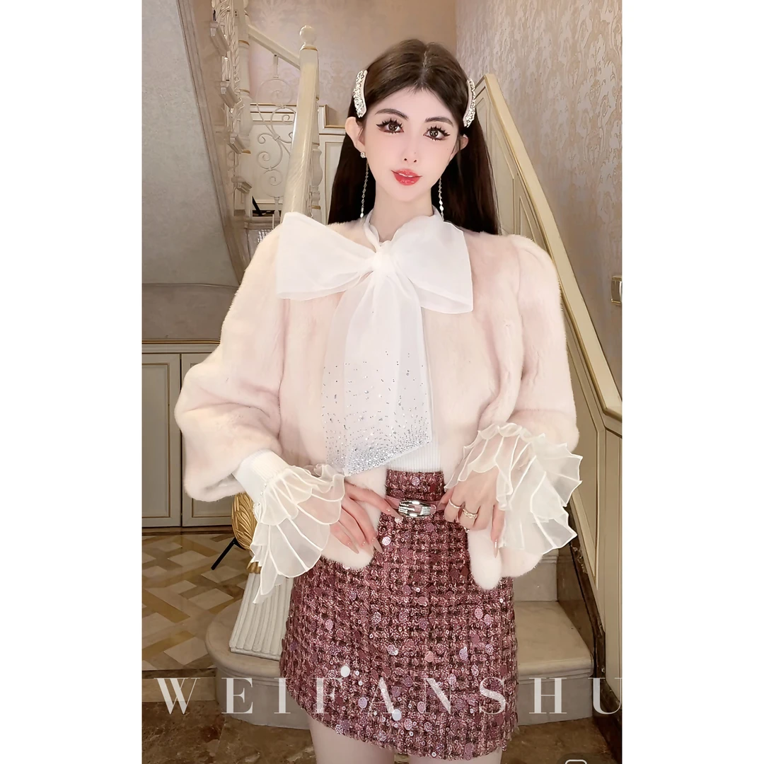 WEIFANSHU/魏凡舒【淡颜女神】秋冬新款小个子短款水貂外套红人上新