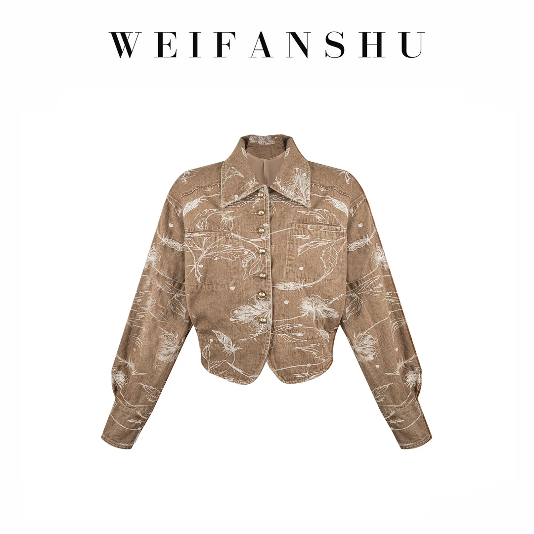 WEIFANSHU/魏凡舒【摩卡爱豆】短款时尚百搭复古港风设计感牛仔外套