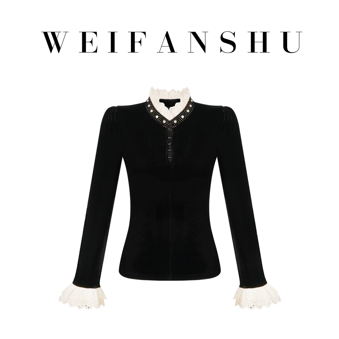 WEIFANSHU/魏凡舒【琥珀晚秋】秋冬轻奢黑色显瘦衬衫气质高级感女装