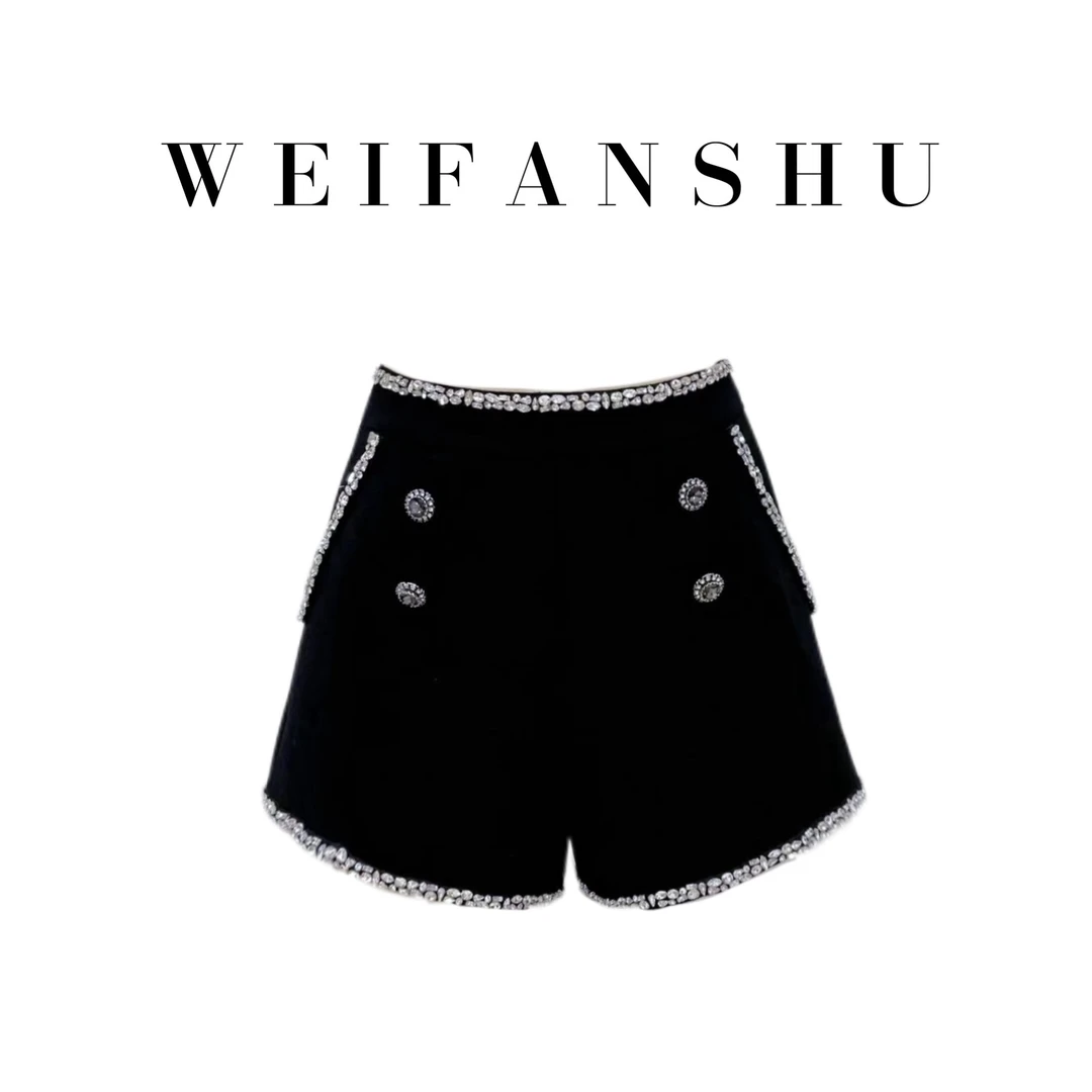 WEIFANSHU/魏凡舒【爱意随风】秋冬新款高级感显瘦时尚百搭高腰短裤