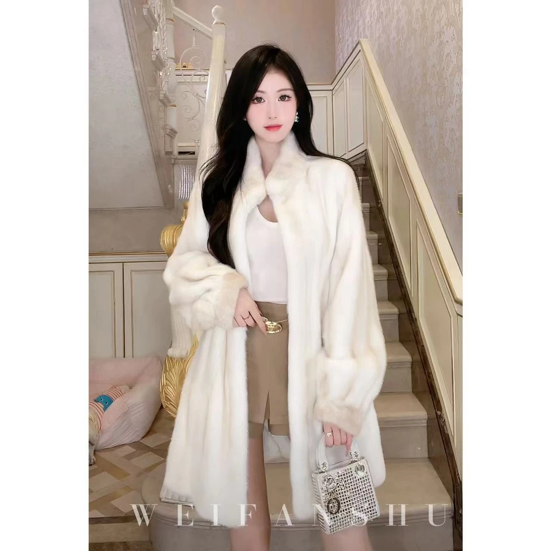 WEIFANSHU/魏凡舒【南韩贵妇】冬季厚款保暖贵妇奢华水貂长款外套