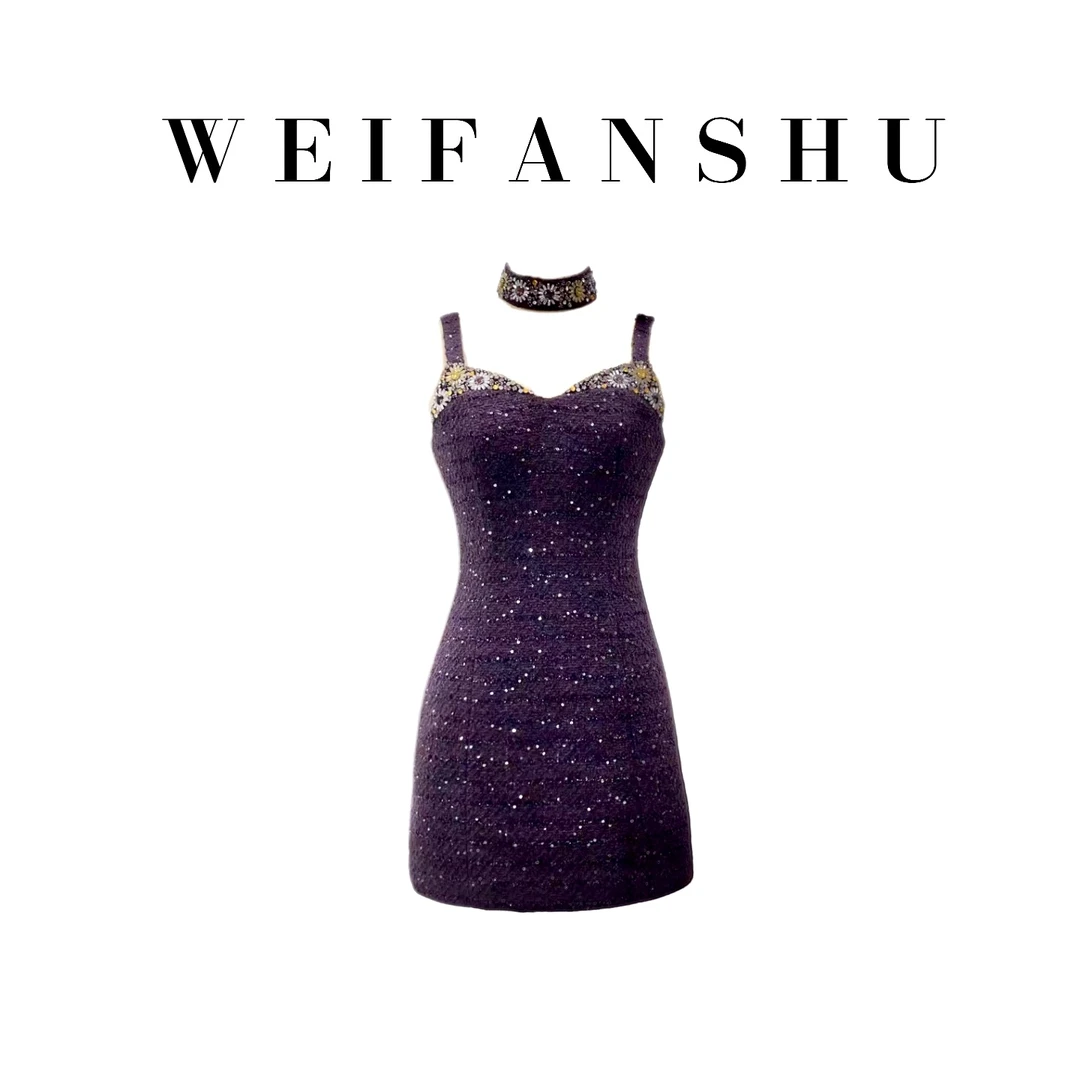 WEIFANSHU/魏凡舒【缪系甜妹】秋冬新款名媛气质优雅小香风连衣裙