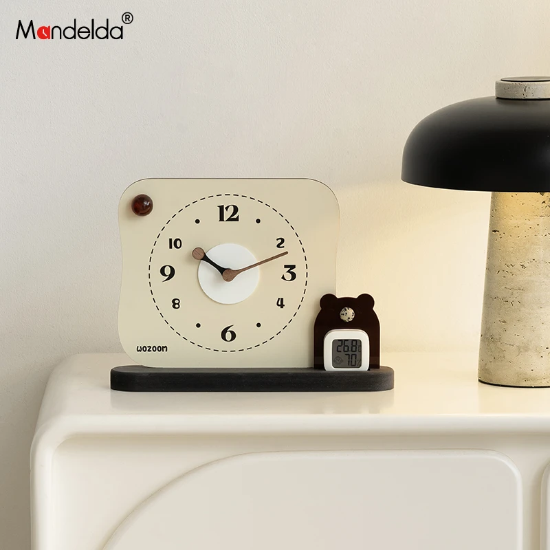 Mandelda奶油风轻奢客厅办公室座钟摆件玄关高级感小众装饰品