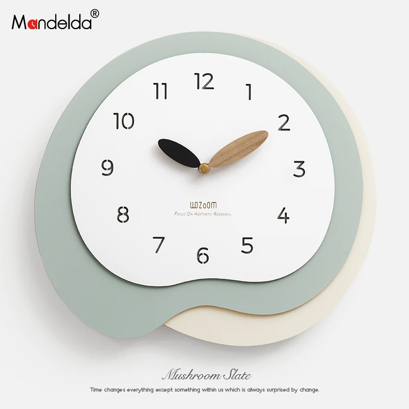 Mandelda免打孔时钟客厅可爱钟表装饰品创意家用2025新款北欧挂钟