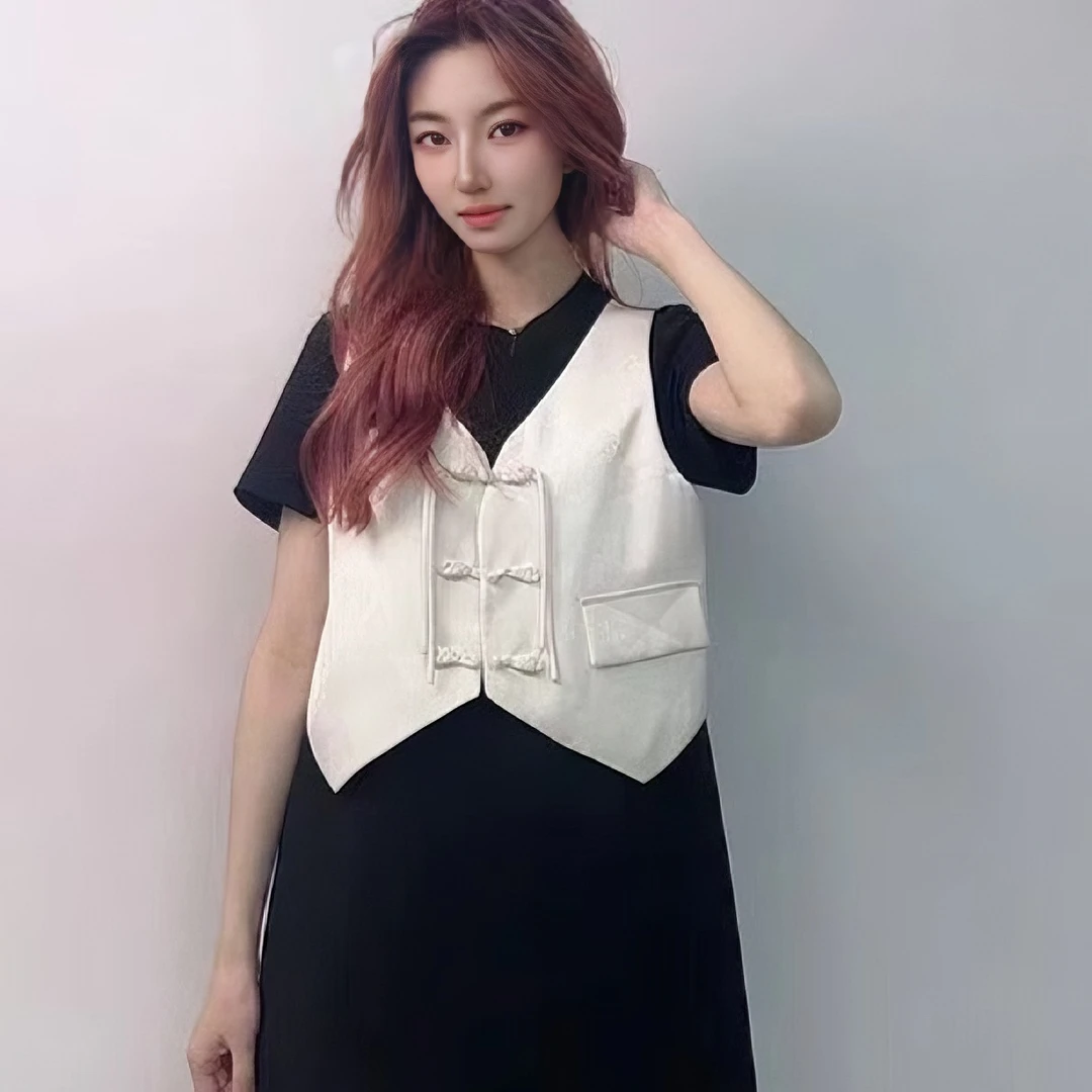 A458 众L2025夏装轻奢百搭国风马甲假两件ZLL215款