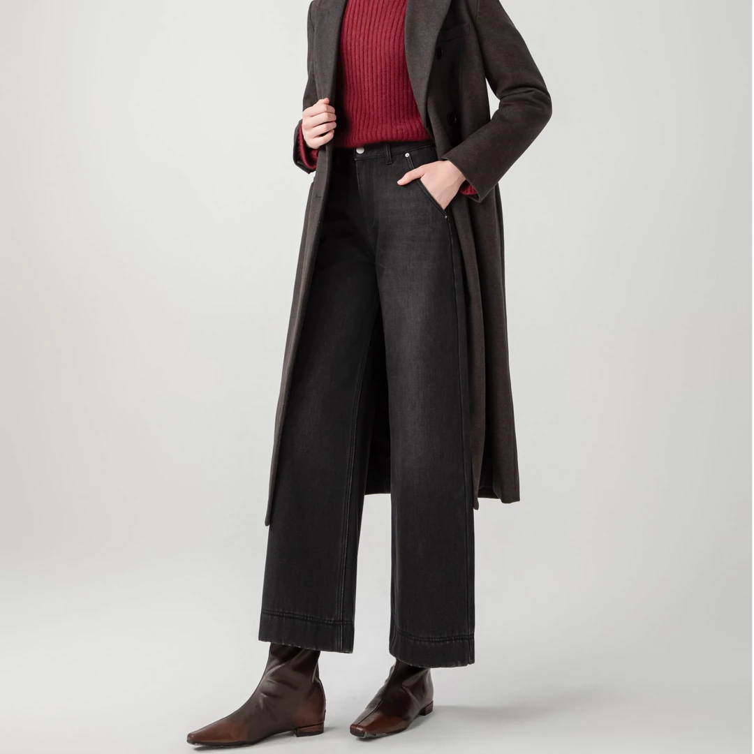 新款阔腿牛仔裤高腰阔腿裤宽松休闲九分裤直筒秋冬冬季百搭中长款