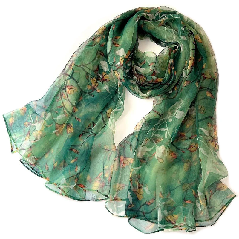 【翡翠绿】优雅大方薄款桑蚕丝丝巾柔软亲肤显气质女士纱巾围巾