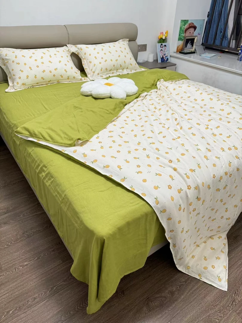 追梦家纺纯棉定制-A类母婴级全棉双层纱-小柠檬-舒适床品