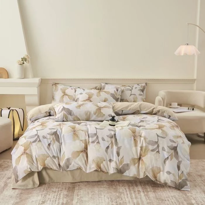 追梦家纺纯棉定制-高支高密磨绒系列-淡雅繁花-（AB）舒适全棉