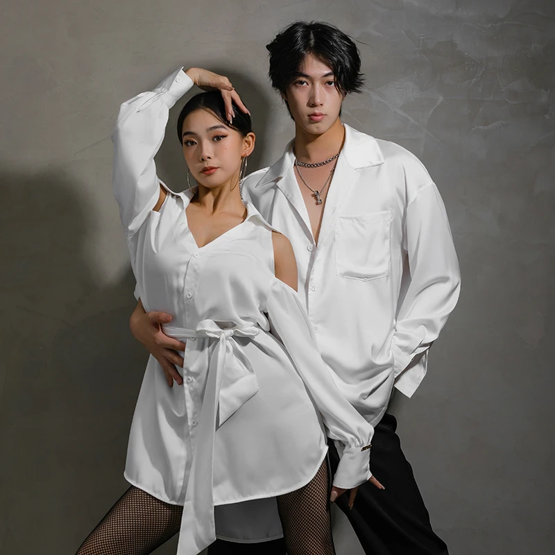 YES专业拉丁舞国标舞交谊舞衣上衣新款练功服宽松系带衬衫YS546