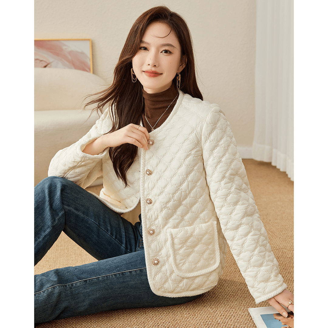 尚静小个子夹棉加厚小香风短外套绗棉外套洋气2023秋冬新款棉衣女