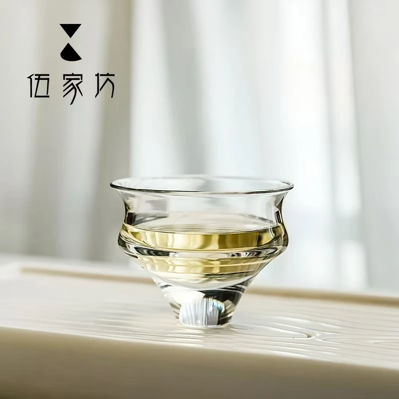 明镜止水高端水晶玻璃茶器品茗杯简洁通透高密度茶杯