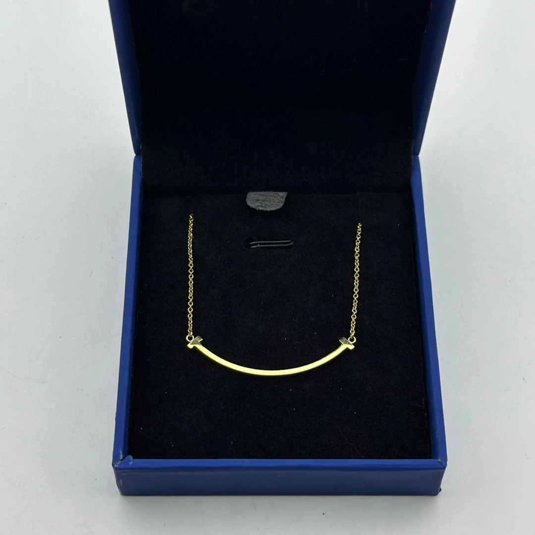 99新 Tiffany & Co./蒂芙尼 黄金色小号微笑笑脸项链 两环调节