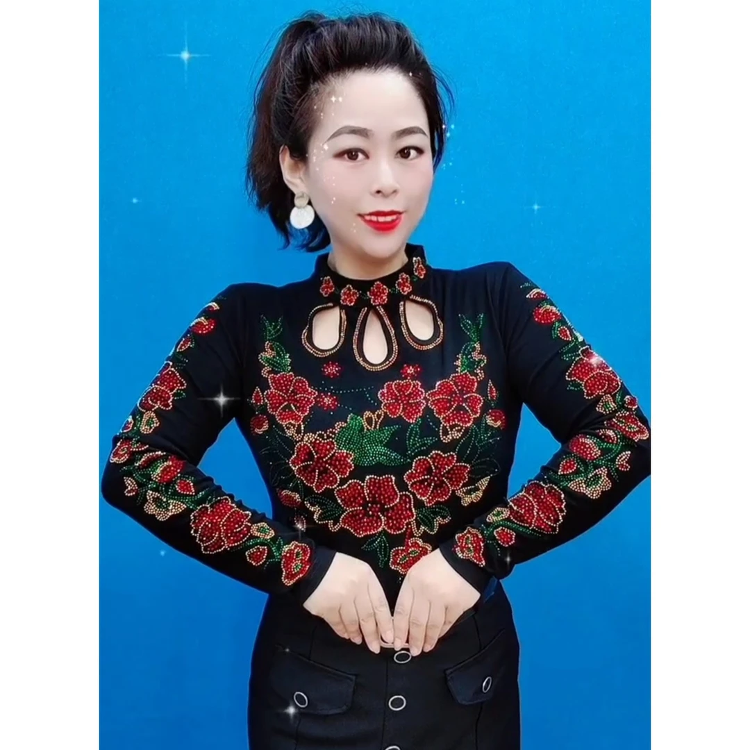 秋冬新款828大码中老年修身显瘦打底衫复古网红百搭妈妈装