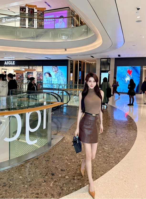 【粥粥高级定制】韩式半高领性感辣妹风背心