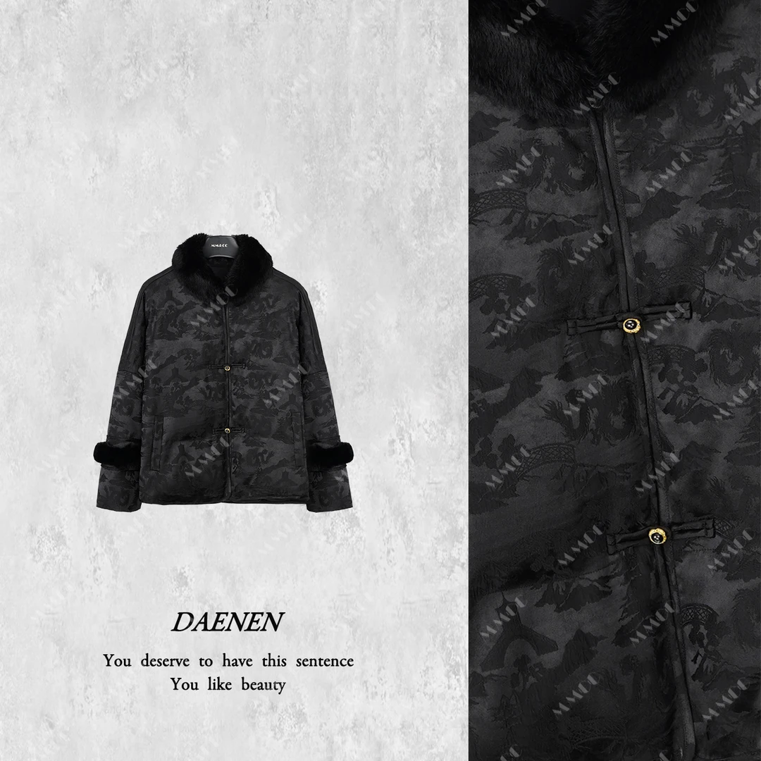 仫赐红人上新【喜上眉梢】新中式国风提花獭兔毛羽绒外套MCFYR1318