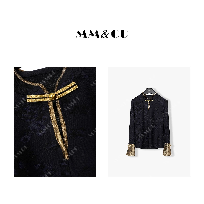 仫赐【千金】新中式国风设计感2025新款气质长袖打底衫E6085