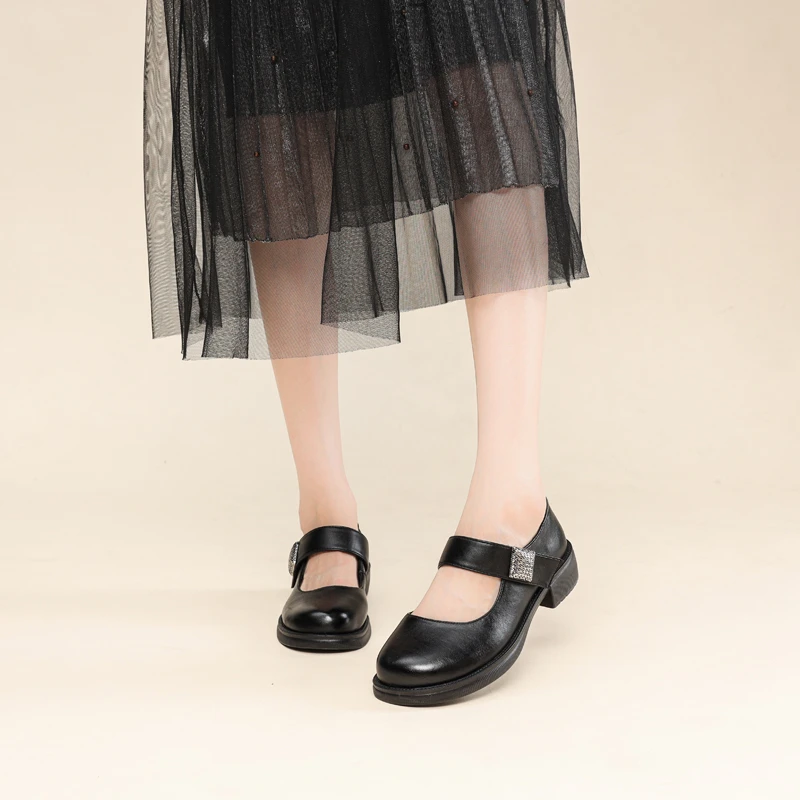 玛丽珍鞋女JK制服鞋2025夏秋新款透气厚底小皮鞋魔术贴单鞋3061