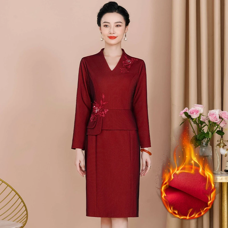喜婆婆喜妈妈婚宴装高端2023新款春秋连衣裙中式结婚WPD215-6306