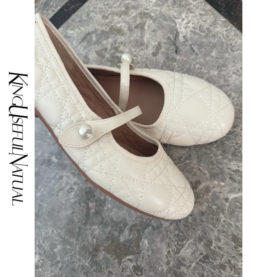 KUN【菱格大小姐】DD 菱格纹～巨舒服浅口平底玛丽珍鞋单鞋