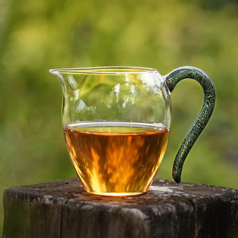 禾器怡然炫彩公道杯宝蓝玫瑰黑金茶海家用玻璃茶道分茶器匀杯