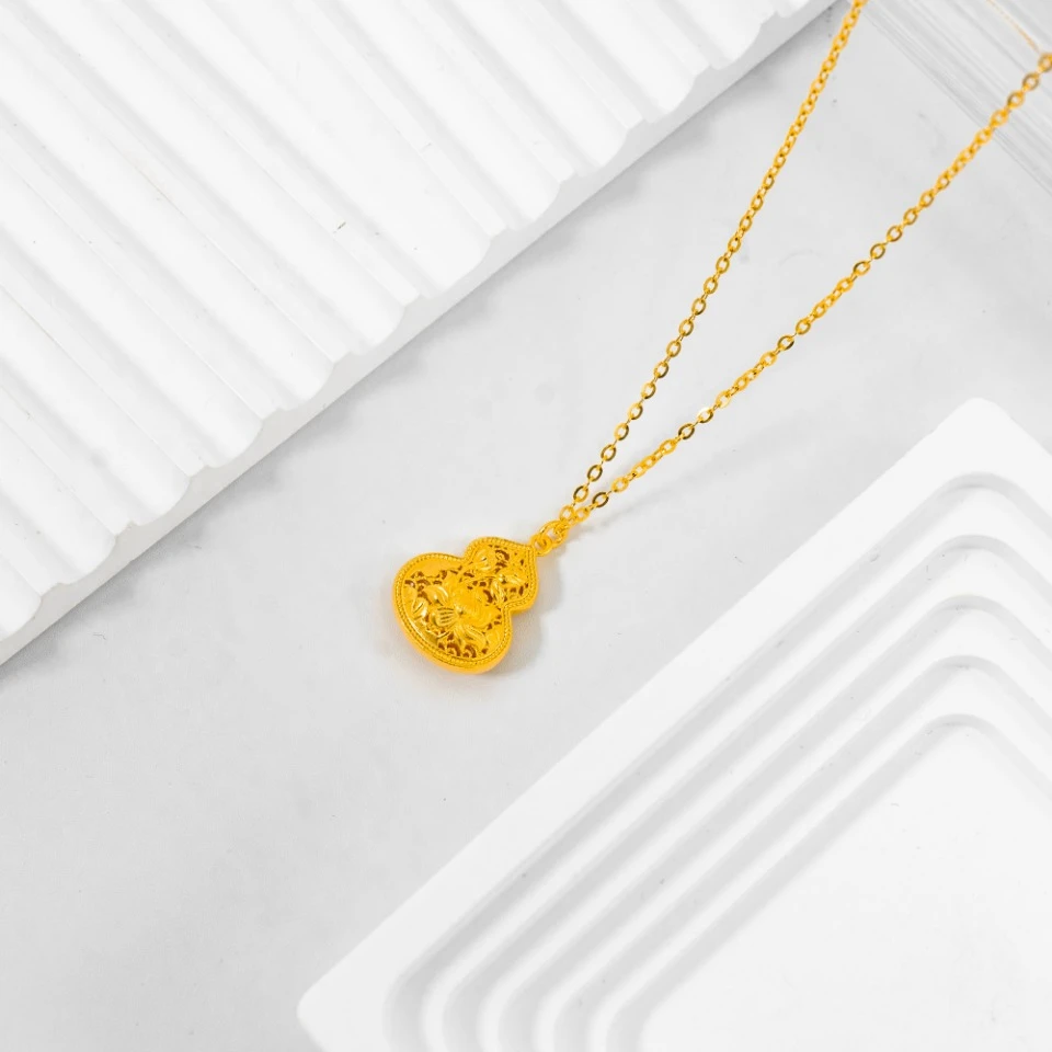 坠链均足银 女款气质轻奢 莲花镂空葫芦吊坠  百搭时尚