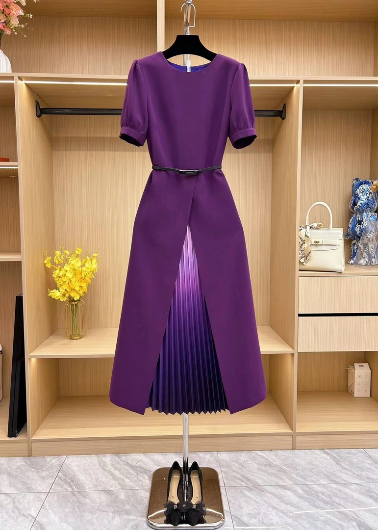 61097-夏新款气质法式优雅百褶裙宫廷风古典设计灵动飘逸连衣裙